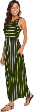 Hount Women's Sleeveless Striped Maxi Dress - Flattering Everyday