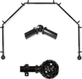 Black Bay Window Curtain Rod - Elegant 5-Sided Design