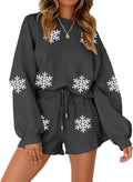 Christmas Sweat Shorts Set Women 2 Piece Merry Xmas Jolly Sequin