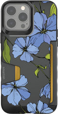 iPhone 13 Pro Max Wallet Case - Blue Blossoms Slim Protective