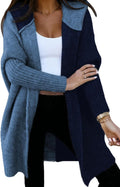 Astylish Women Hooded Color Block Knit Cardigan - Soft Fall Layer