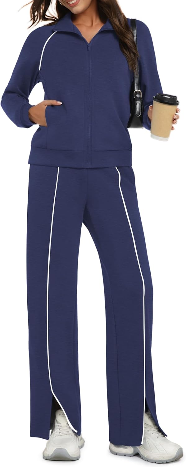 Womens 2 Piece Outfits Casual Zip Up Sweatsuits Lounge Set