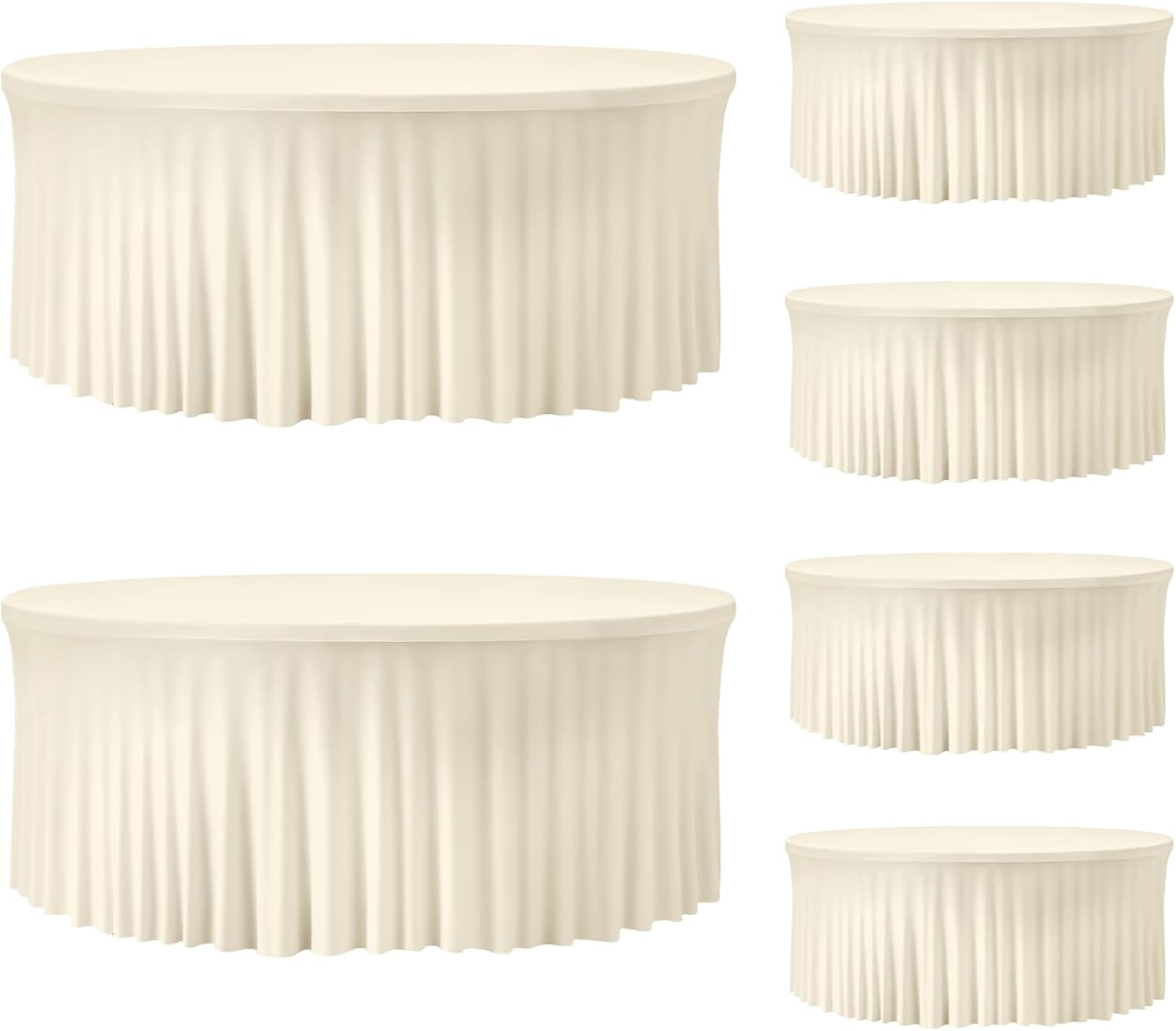 6 Pack Ivory Round Tablecloths for Elegant Dining Events