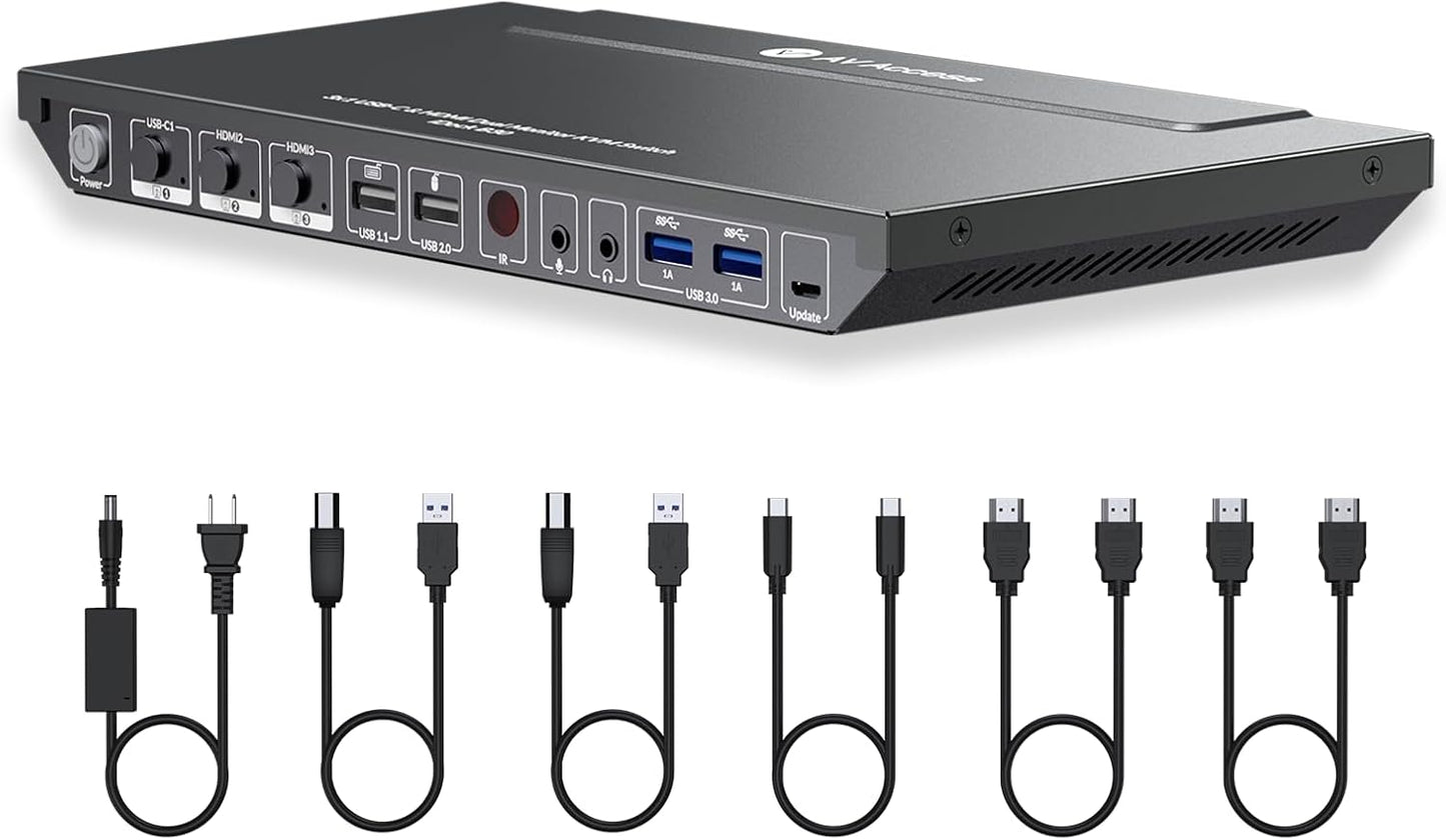 AV Access KVM Switch Dock for Dual 4K Monitors and PCs