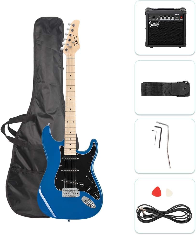 GLARRY Full Size Electric Guitar with 20W Amp and Accessories