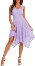 Women Handkerchief Hem Lace Cocktail Dress - Elegant Fit