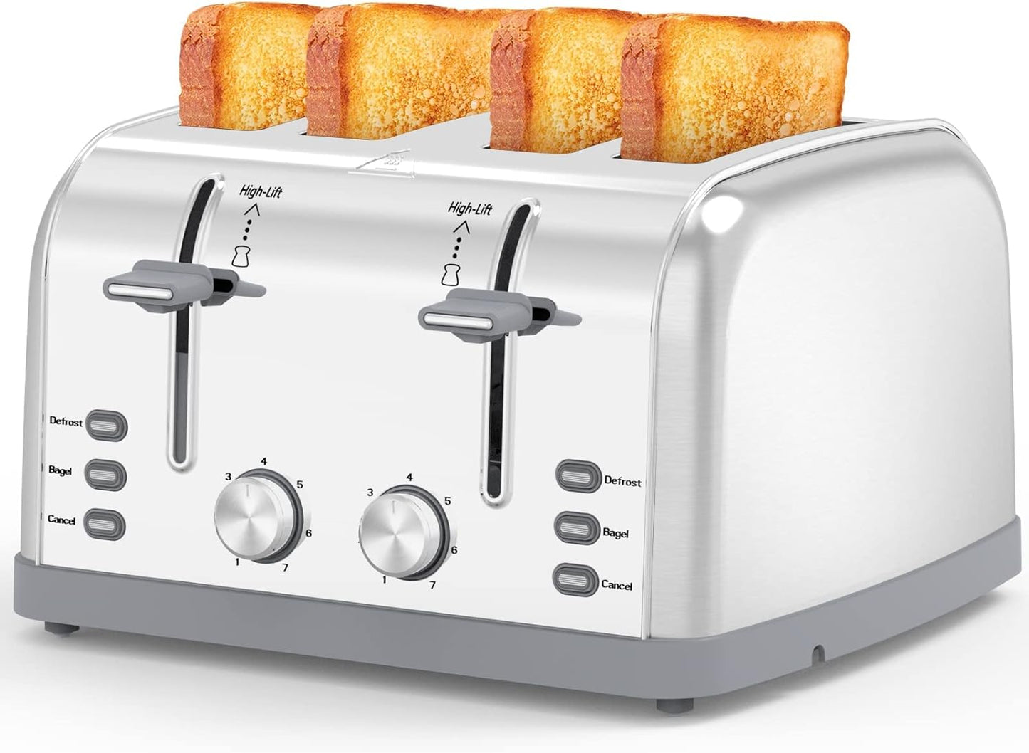 Lainsten 4 Slice Toaster Retro Stainless Steel with 7 Shade Settings