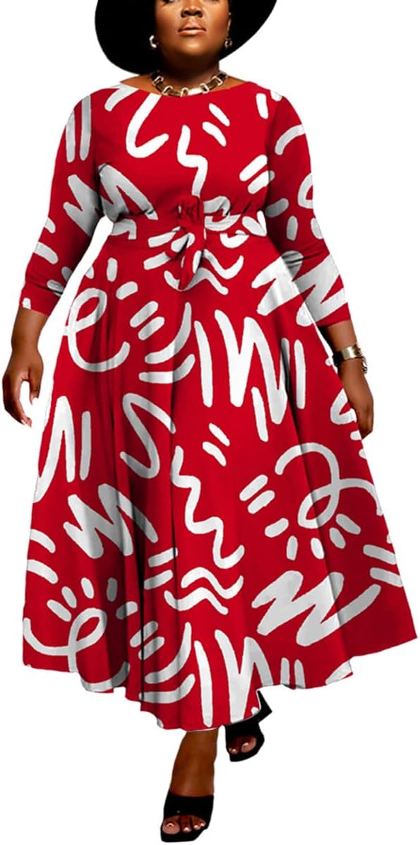 BFFBABY Women's Plus Size Maxi Dress with Elegant Floral Print
