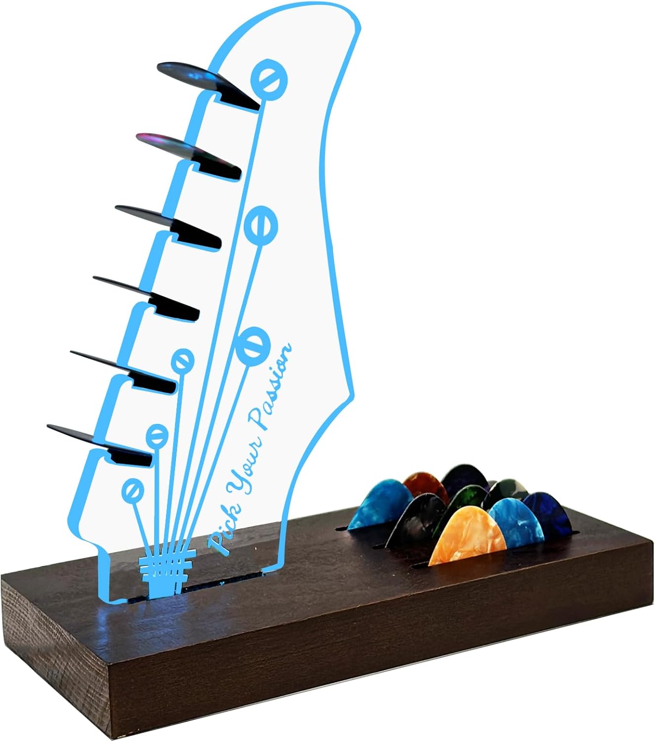 Wooden Guitar Pick Holder - Illuminate Your Picks!