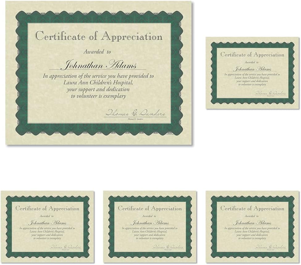 Great Papers! Metallic Green Border Certificate Pack of 5