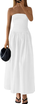 Strapless Maxi Dress Tube Top A Line Flowy - Elegant Summer