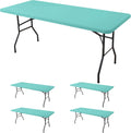 Fitted Tablecloth for 8 ft Rectangle Tables - 4 Pack Aqua Blue