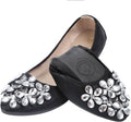 Women Rhinestone Ballet Flats Foldable Sparkly Comfort - Wedding Ready
