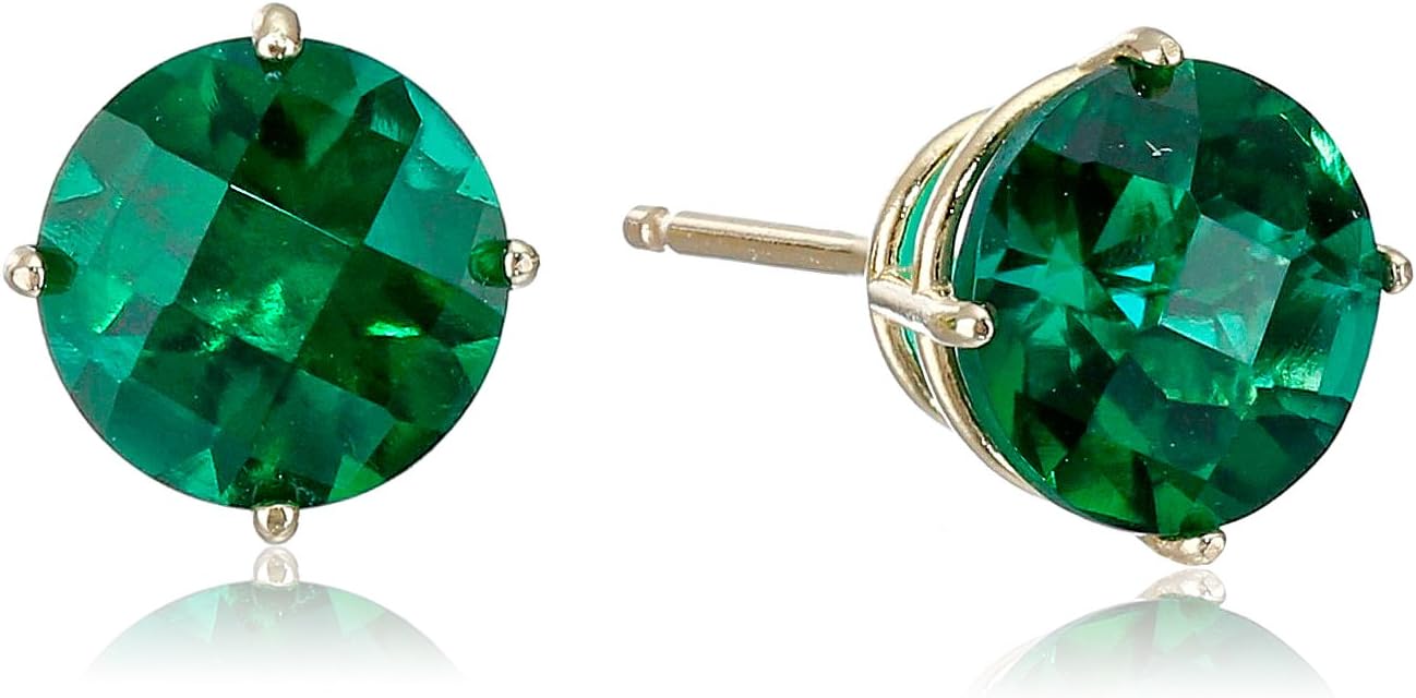 10k Yellow Gold Round Checkerboard Cut Stud Earrings for You