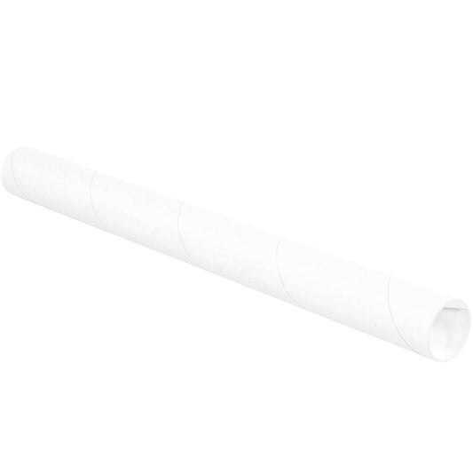 BOX USA BP2018W Mailing Tubes with Caps, 2 in x 18 in, White