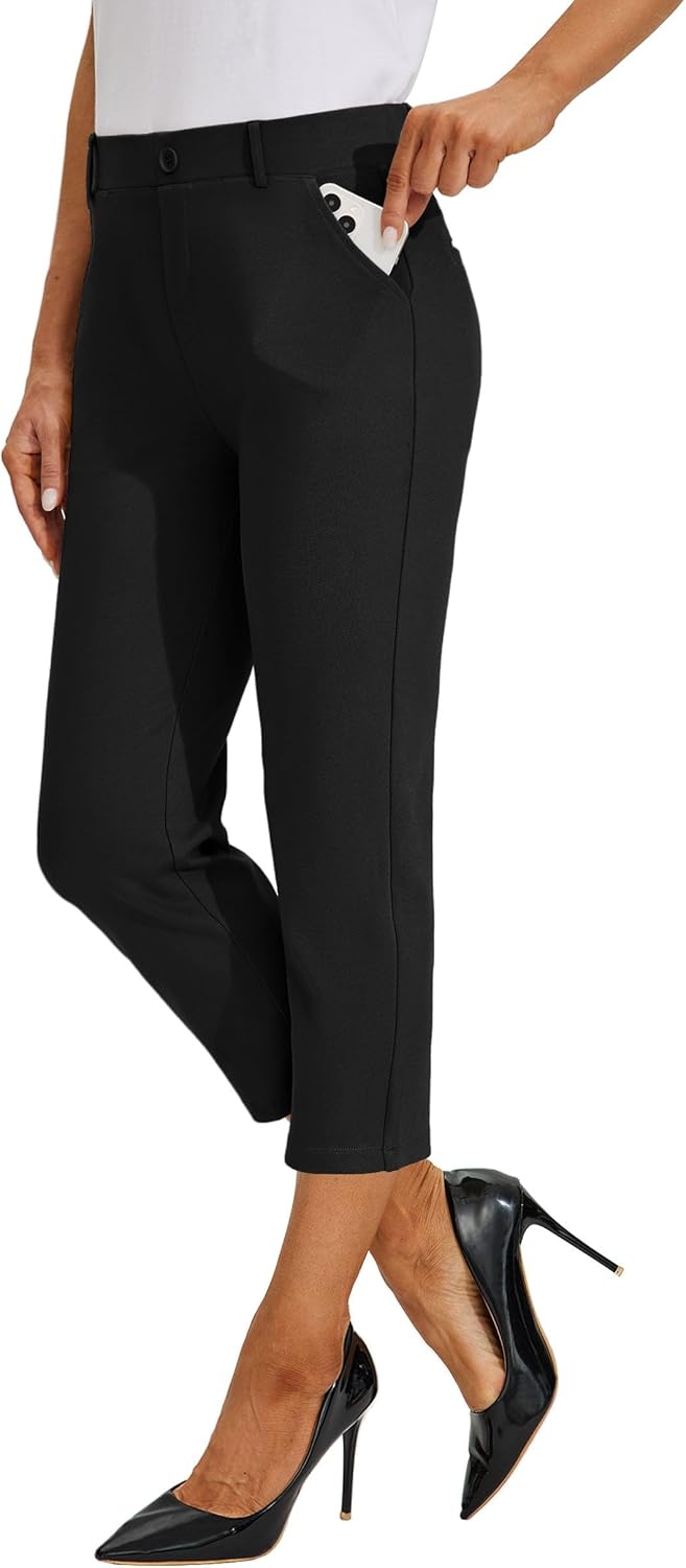 Willit Women's Capri Pants for Yoga and Office Wear Comfort