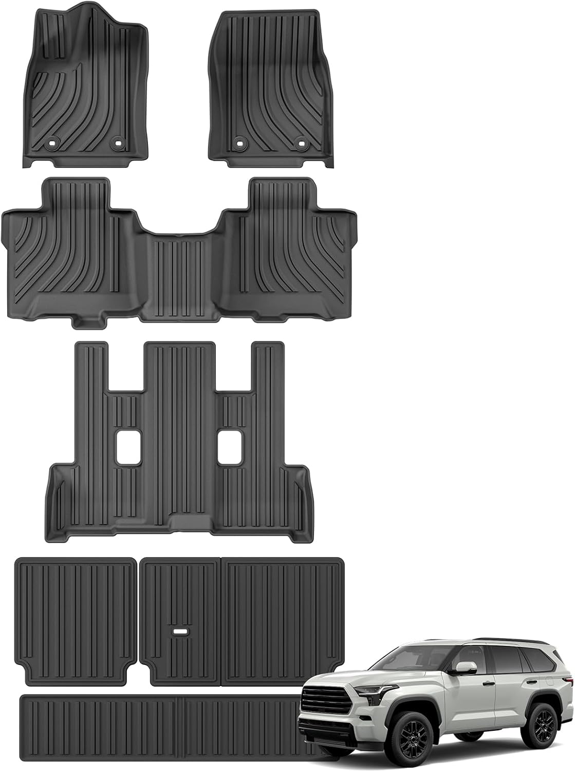 SMABEE Floor Mats for Toyota Sequoia 2023 2024 2025 - All Weather