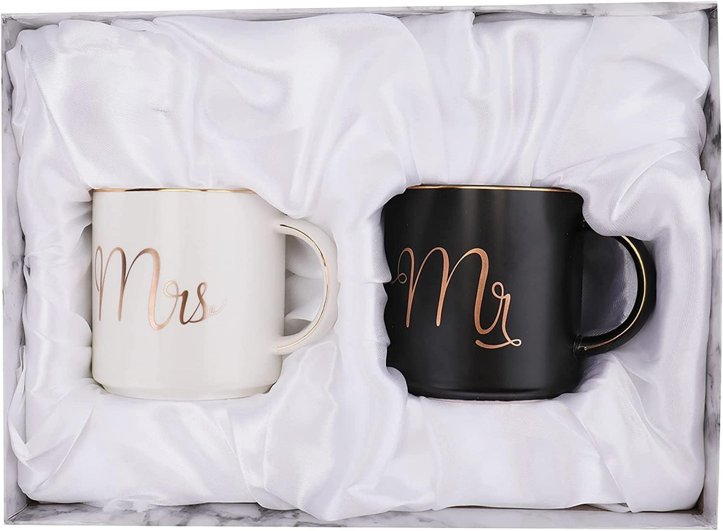 Yesland Mr & Mrs Ceramic Coffee Mug Set - Perfect Couple Gift