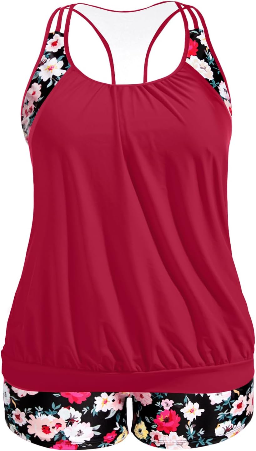 Holipick Plus Size Tankini Swimsuit for Women with Tummy Control