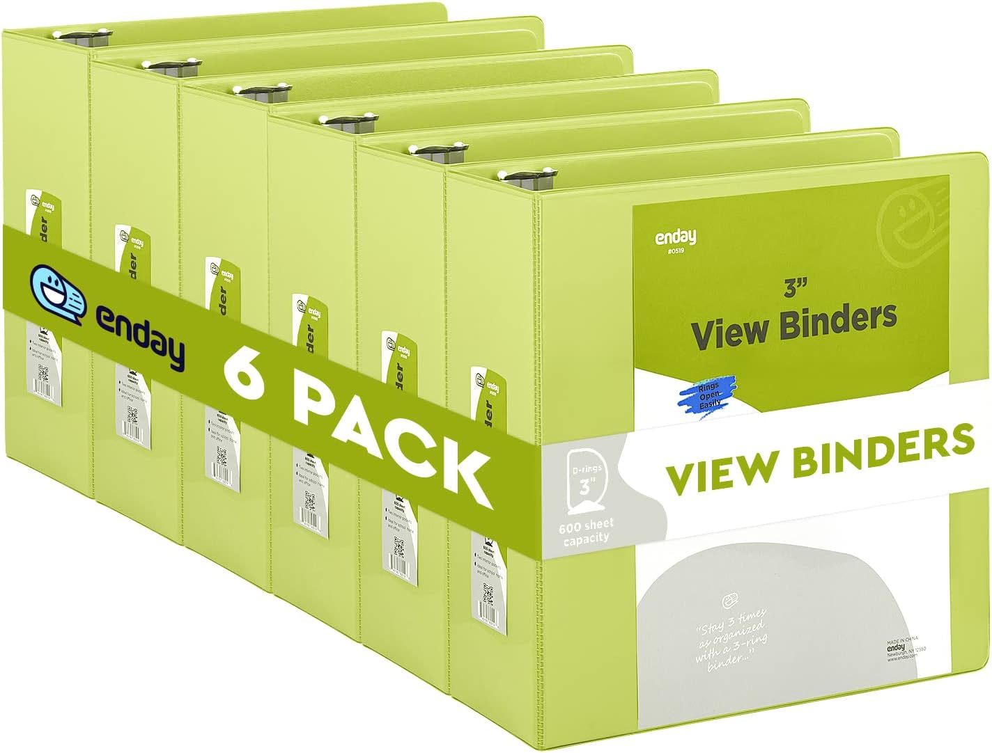 3 Inch Slant D-Ring Binder with Clear View Cover in Green