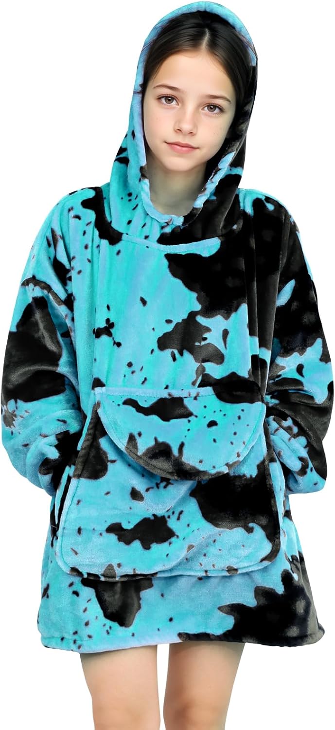 Cow Print Kids Blanket Hoodie - Cozy & Stylish!