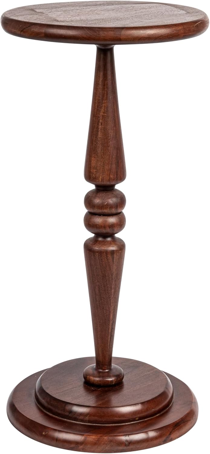 Creative Co-Op Bishop Pedestal Table - Elegant Dark Chestnut