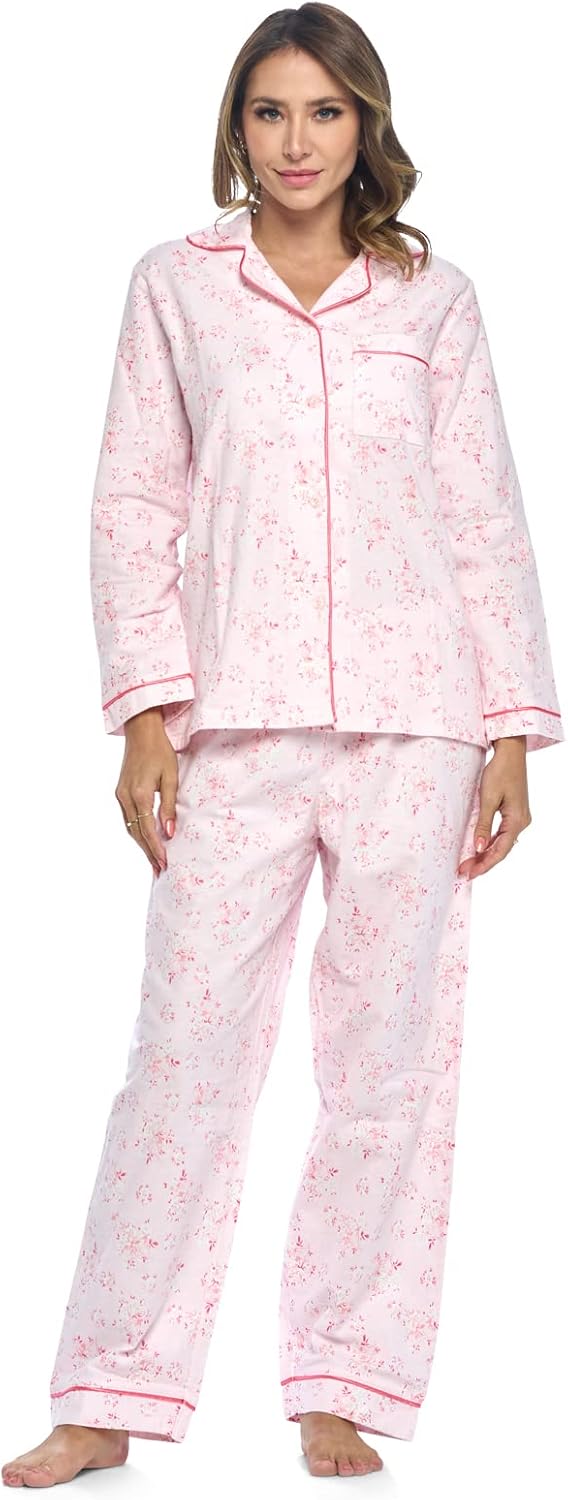 Casual Nights Women's Flannel Long Sleeve Pajama Set for Comfort