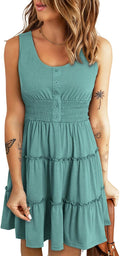 Women's Sleeveless Ruffle Tiered Mini Dress - Flattering Summer Fit
