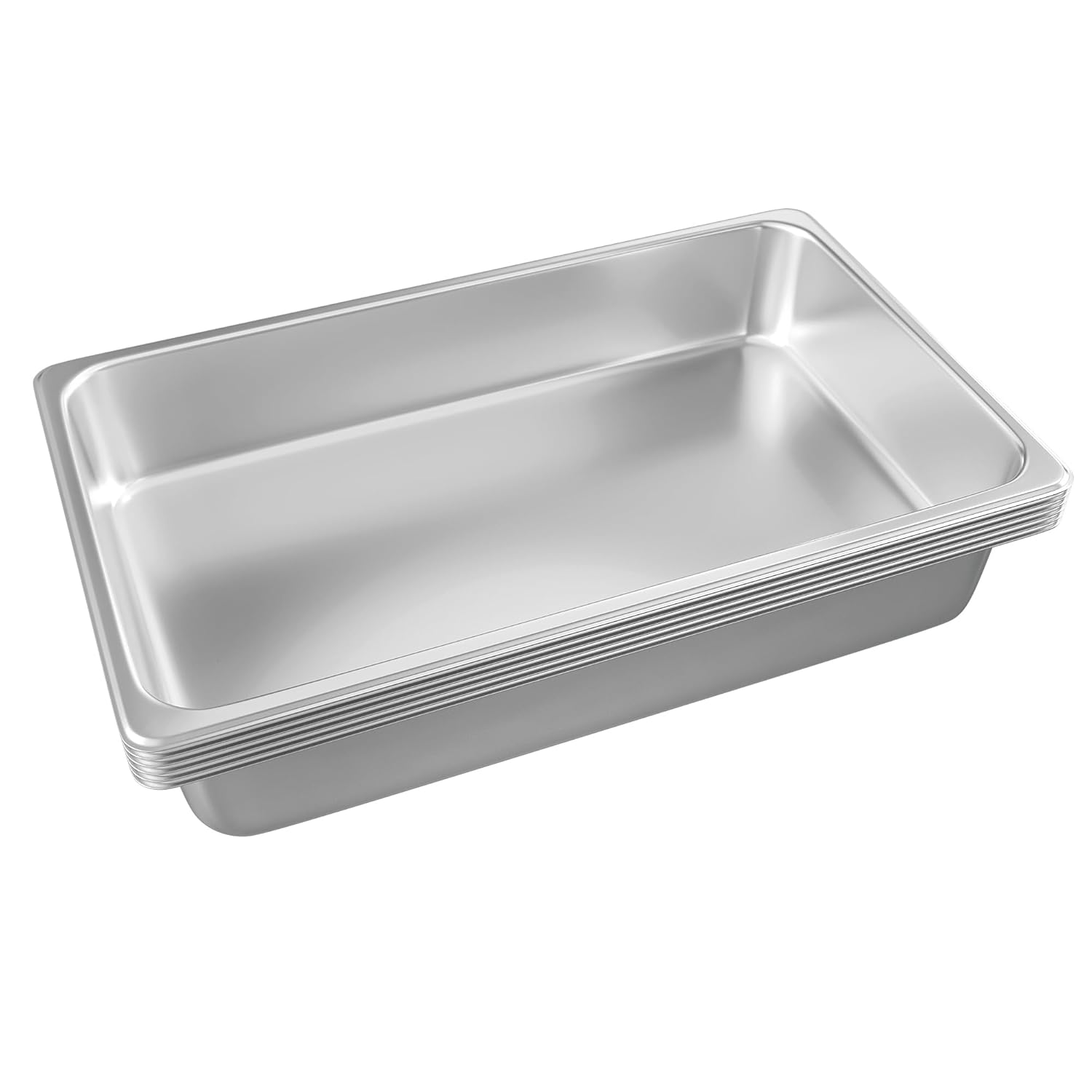 Stainless Steel Pan 6-Pack 6 Inch Deep Full Size Pans for Catering