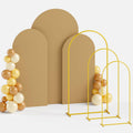 Metal Arch Backdrop Stand and Cover Set 6 & 6.6 & 7.2ft - Khaki Gold