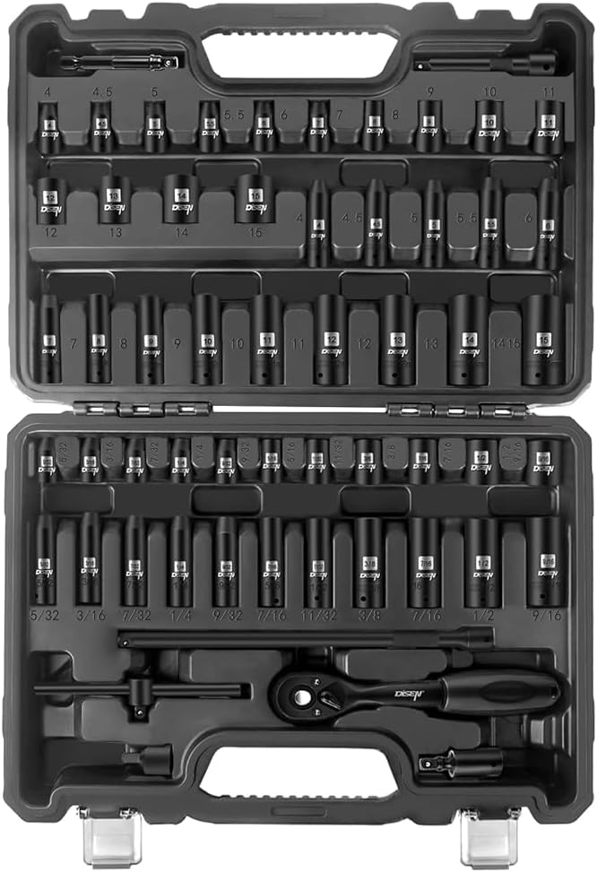 DISEN 57 PCS Impact Socket Set for Versatile Repair Needs