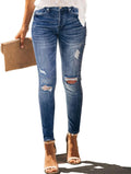 Allimy High Rise Skinny Stretch Ripped Jeans - Comfortable Everyday