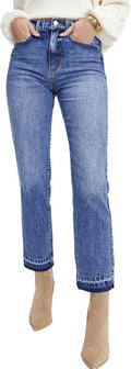 Astylish High Waisted Straight Leg Ankle Jeans (Style 8QFT)