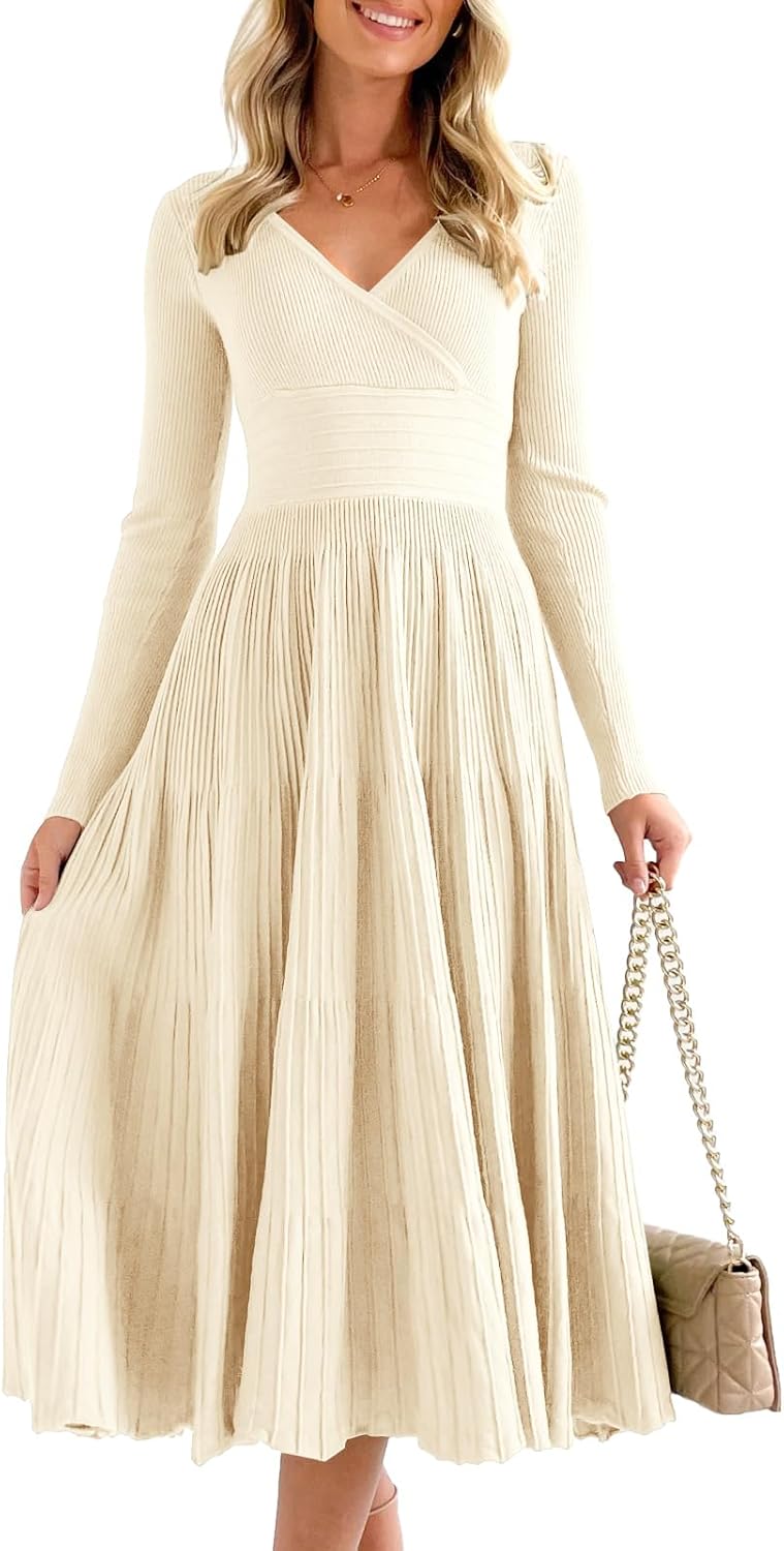 Saodimallsu Womens Long Sleeve Midi Sweater Dress for Elegance