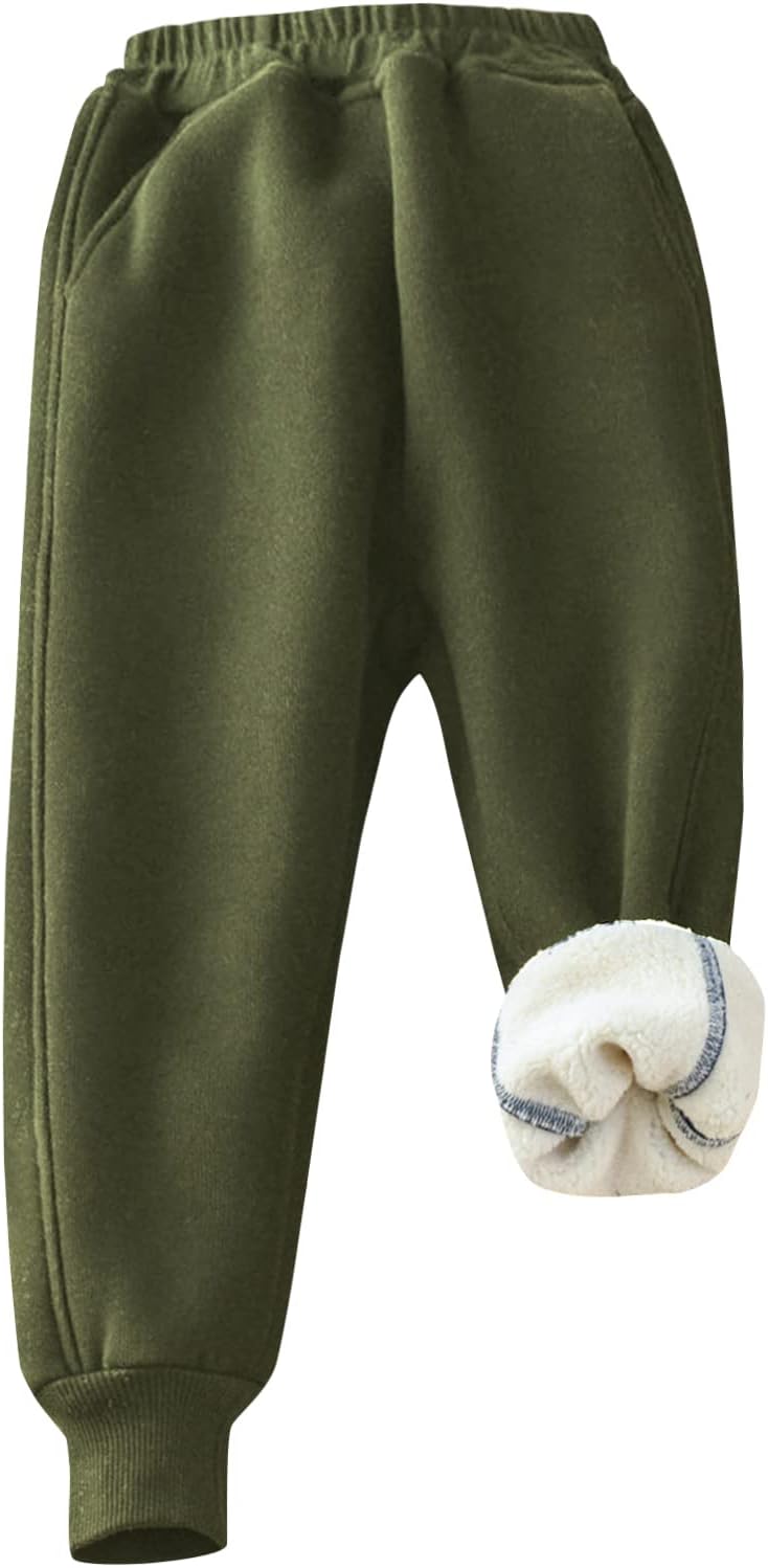 Gihuo Unisex Boys Girls Winter Warm Sherpa Lined Jogger Pants