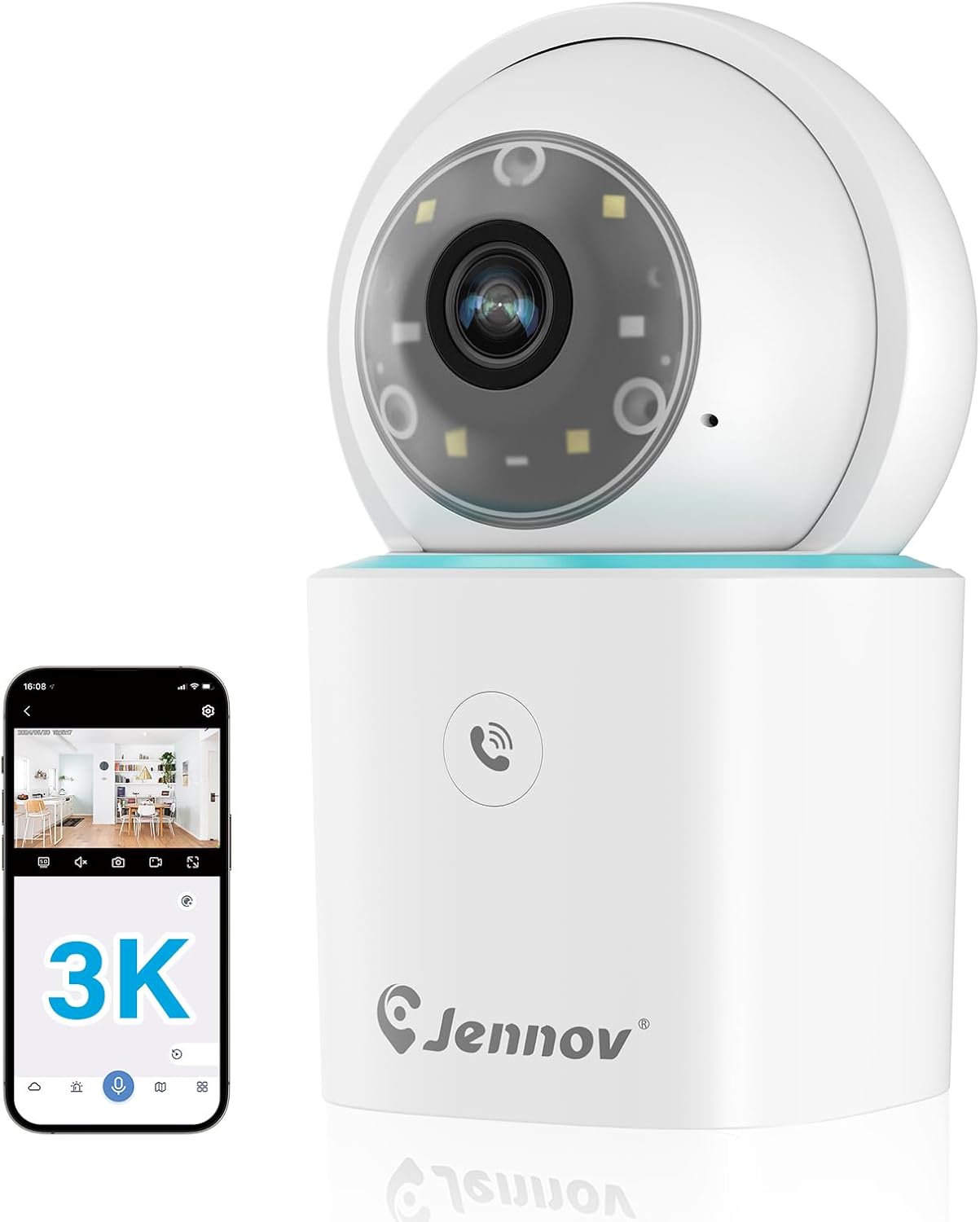 Jennov 3K Smart Pet Cam: 360Color Night Vision