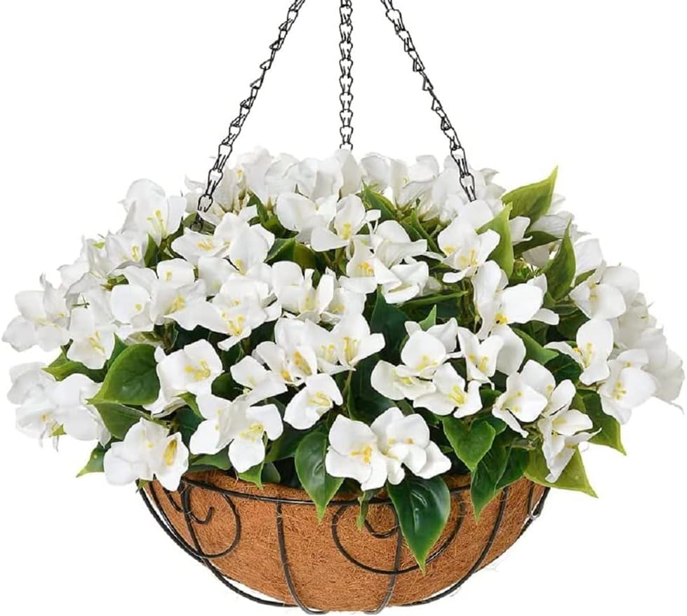 Artificial Hanging Flowers Basket for Outdoor Spring Decor