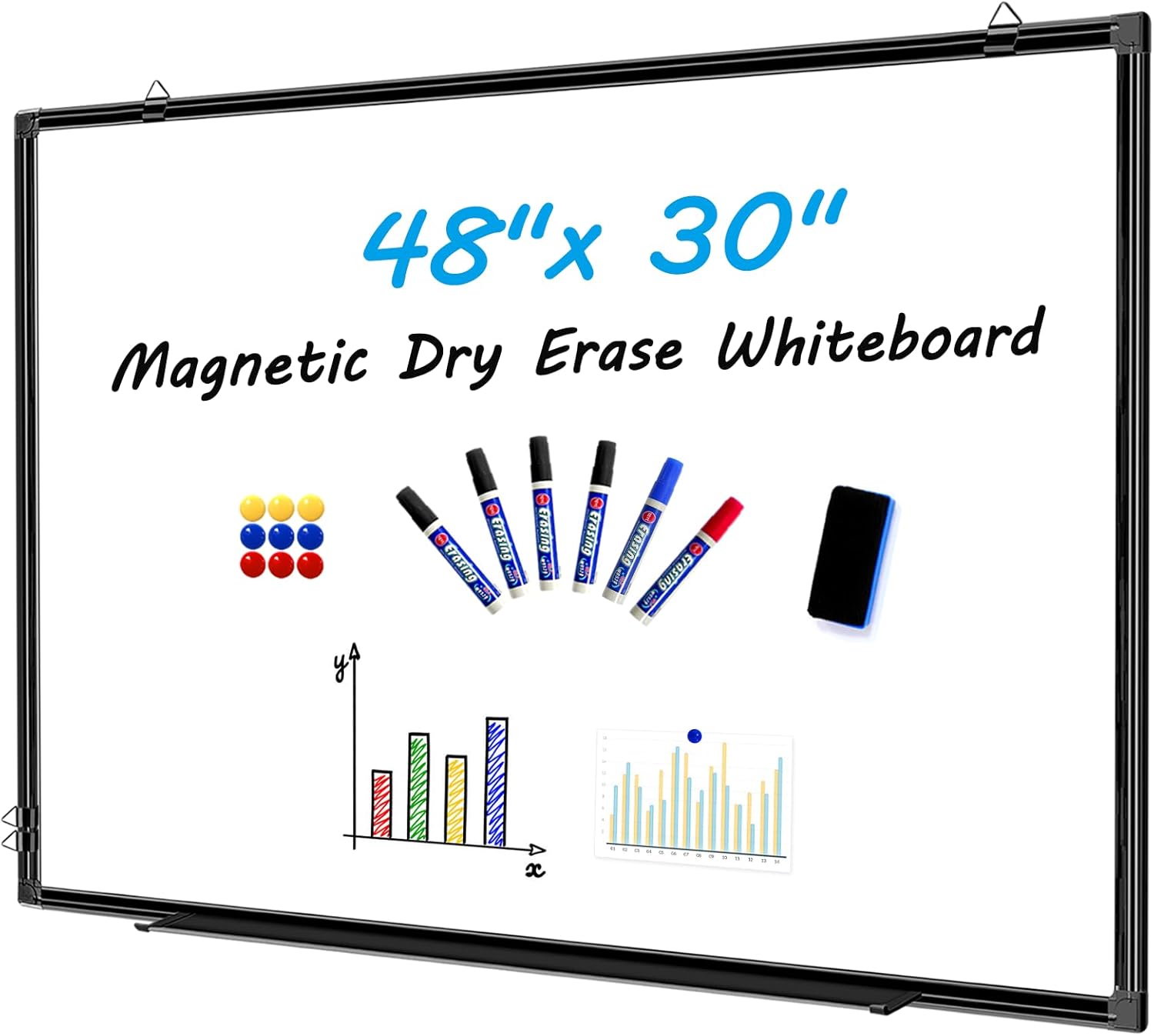 Magnetic White Board Dry Erase Wall Mount for Home and Office