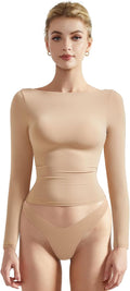 SUUKSESS Women Crew Neck Long Sleeve Tight Fitted Crop Top - Double is