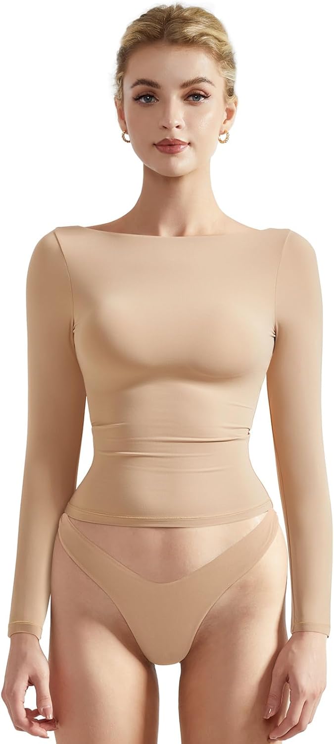 SUUKSESS Women Crew Neck Long Sleeve Crop Top for All Occasions