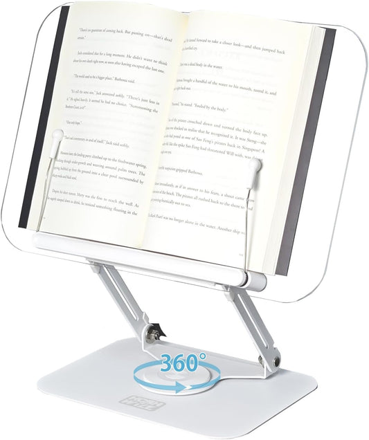 Adjustable Book Stand with 360 Swivel - Lightweight & Portable