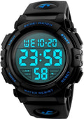 Mens Digital Sports Watch Large Face Waterproof LED - Durable Sports