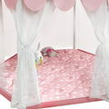 Hexagon Mat Princess Tent Rug - Plush Pink Star Playpen Pad