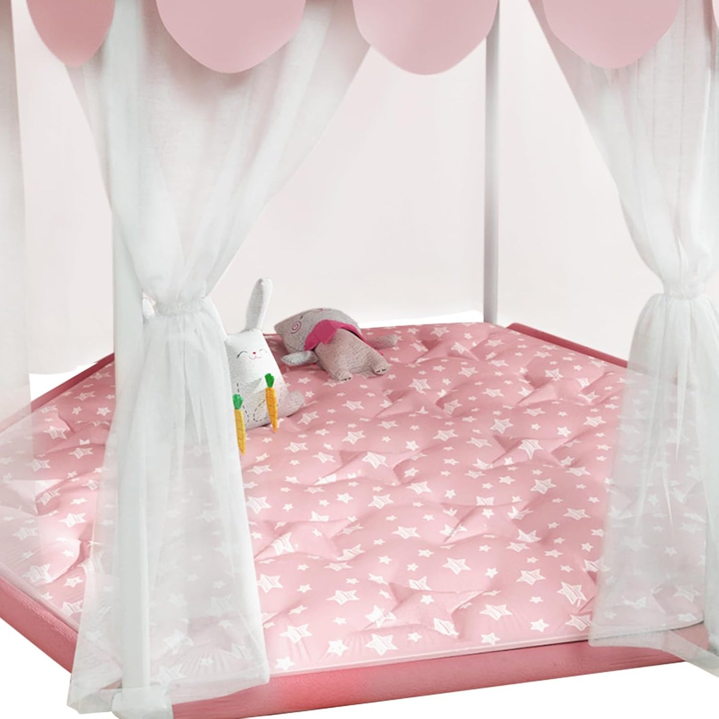 Hexagon Mat Princess Tent Rug for Baby Girl Room Decor