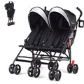 Double Umbrella Stroller Black - Lightweight Side-by-Side Twin