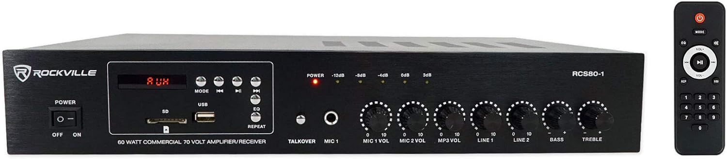 Rockville RCS80-1 60 Watt Commercial Amplifier with Bluetooth