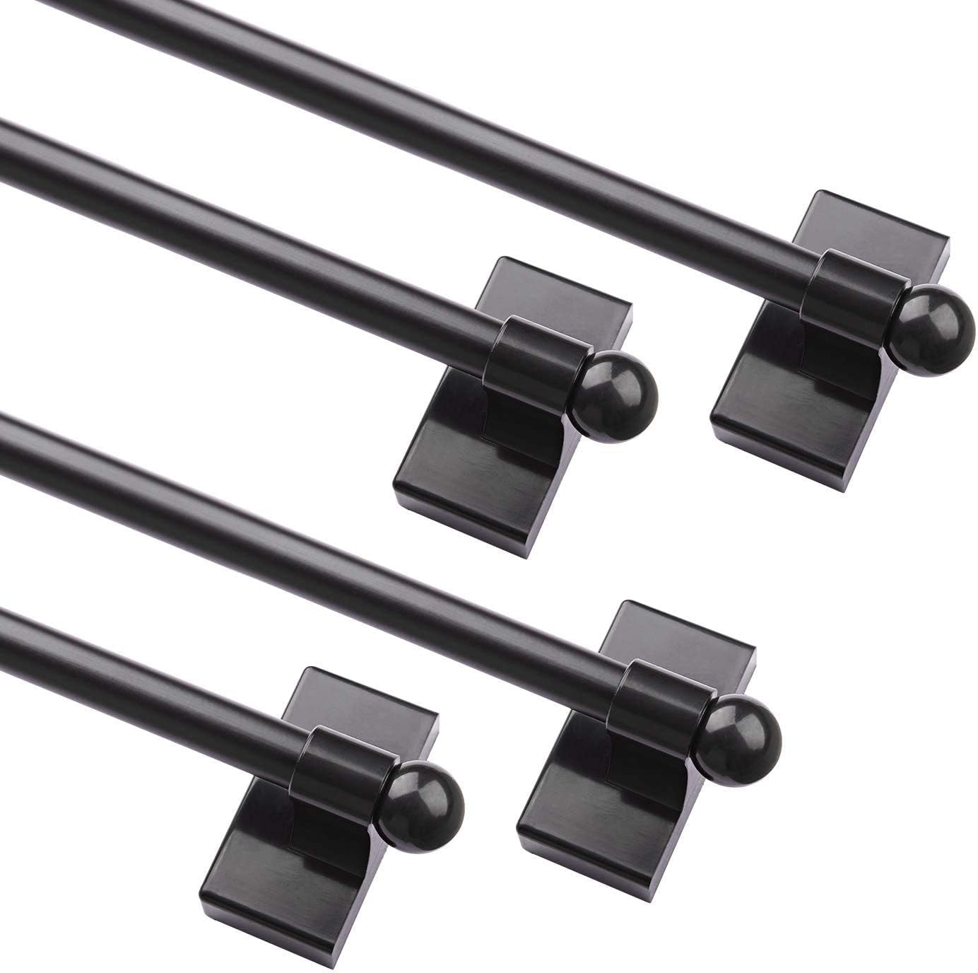 Versatile Magnetic Curtain Rods Set: Easy Install, 16-28 Inch, Black