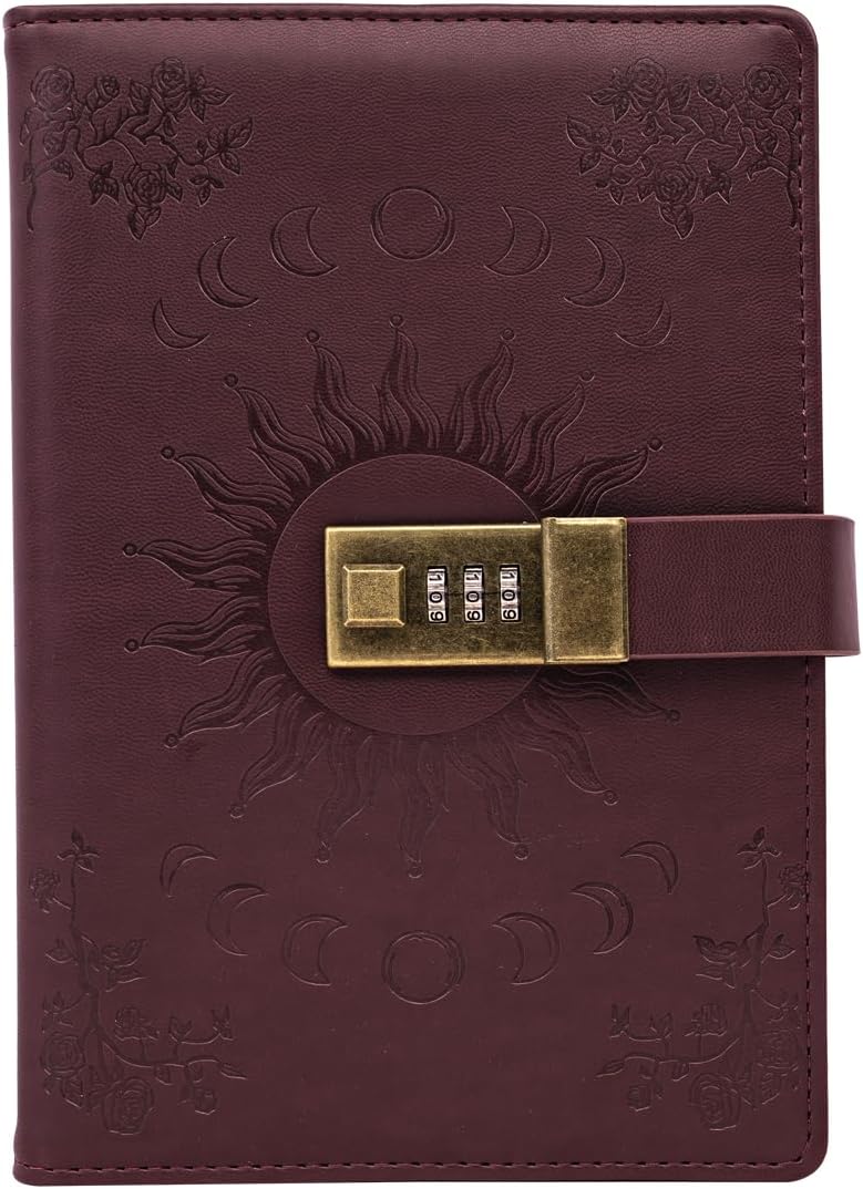 Sun & Moon Locking Diary A5 - Keep Your Memories Safe!