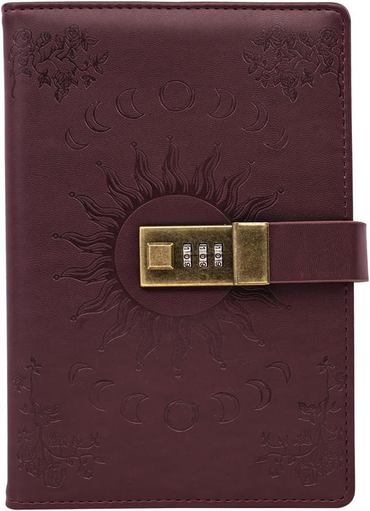 Sun & Moon Locking Diary A5 - Keep Your Memories Safe!