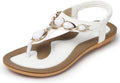White Flat Sandals for Women Dressy - Comfortable Summer Thong Flats
